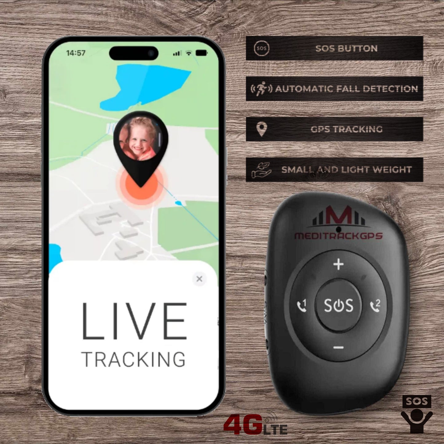 MEDITRACKGPS® MT50 Personal GPS Tracker Medical Alarm Pendant 4G