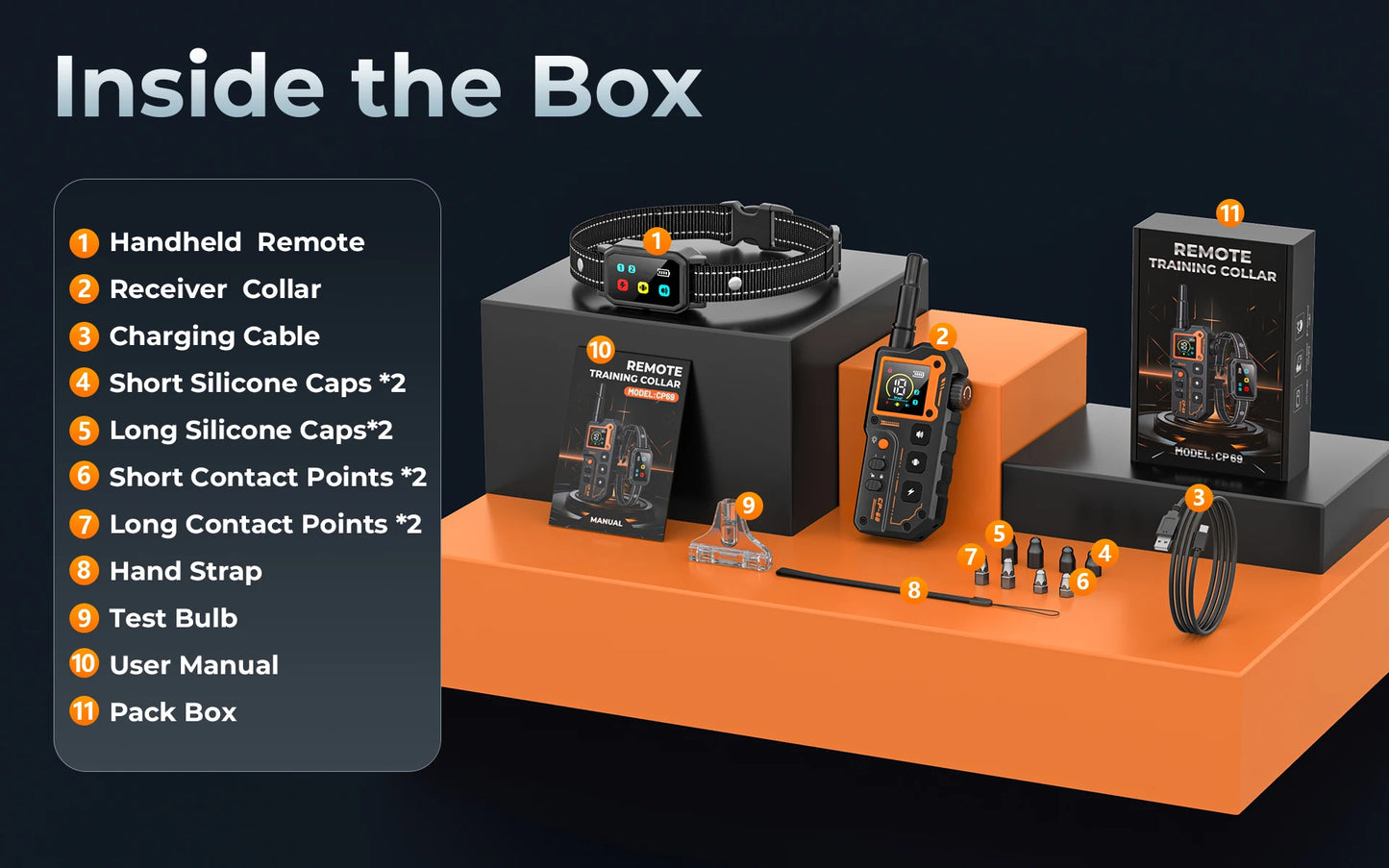 PETRAINER® CP69 Remote Dog Training E-Collar 1000m 1-2 Dogs