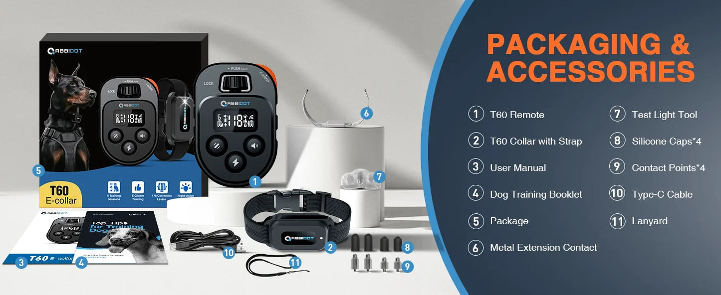 Advanced Remote Dog Training E-Collar 1050m 1-2 Dogs T60 Rechargeable & IPX7 Waterproof