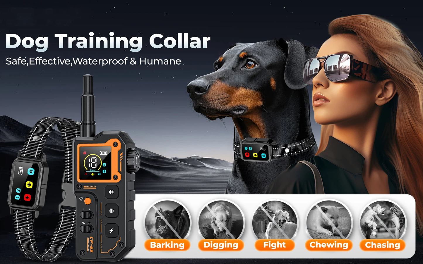 PETRAINER® CP69 Remote Dog Training E-Collar 1000m 1-2 Dogs