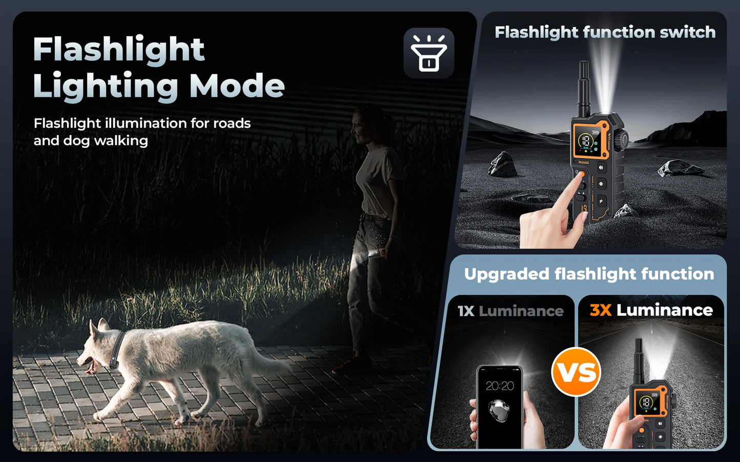 PETRAINER® CP69 Remote Dog Training E-Collar 1000m 1-2 Dogs