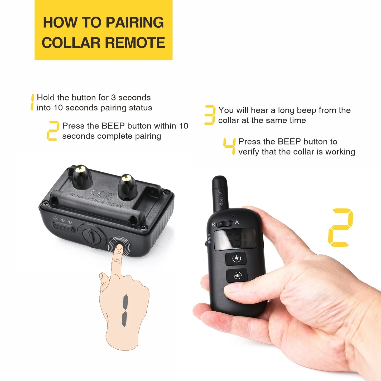 BH500R 2-in-1 Anti-Bark and Remote Dog Training Collar 1-2 Dogs 600m