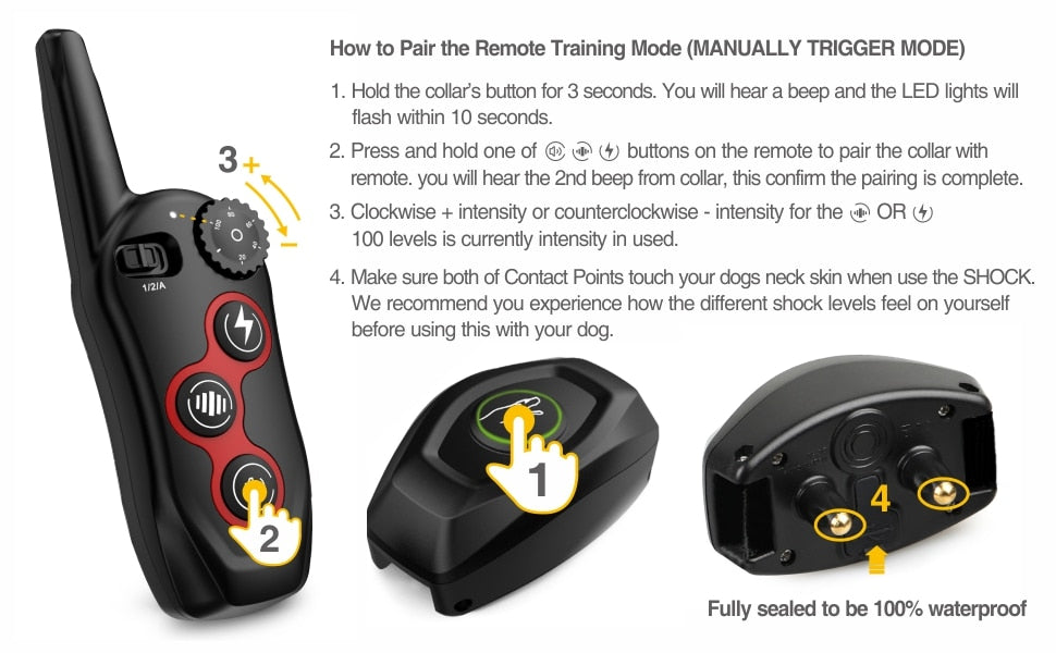 BARKAHOLICS® BH400R 2-in-1 Remote Trainer Bark Control Collar 1-2 Dogs 400m S/M/L