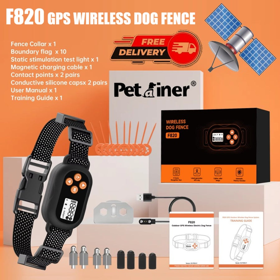 F820 GPS Wireless Dog Fence Collar what's in the box