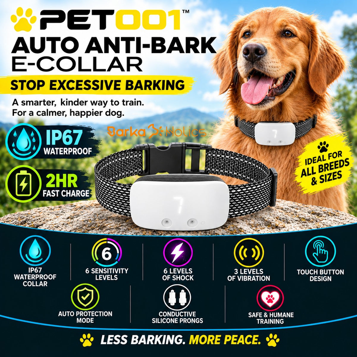 Petrainer PET001 Smart Auto Anti Bark E-Collar S-M-L Dogs