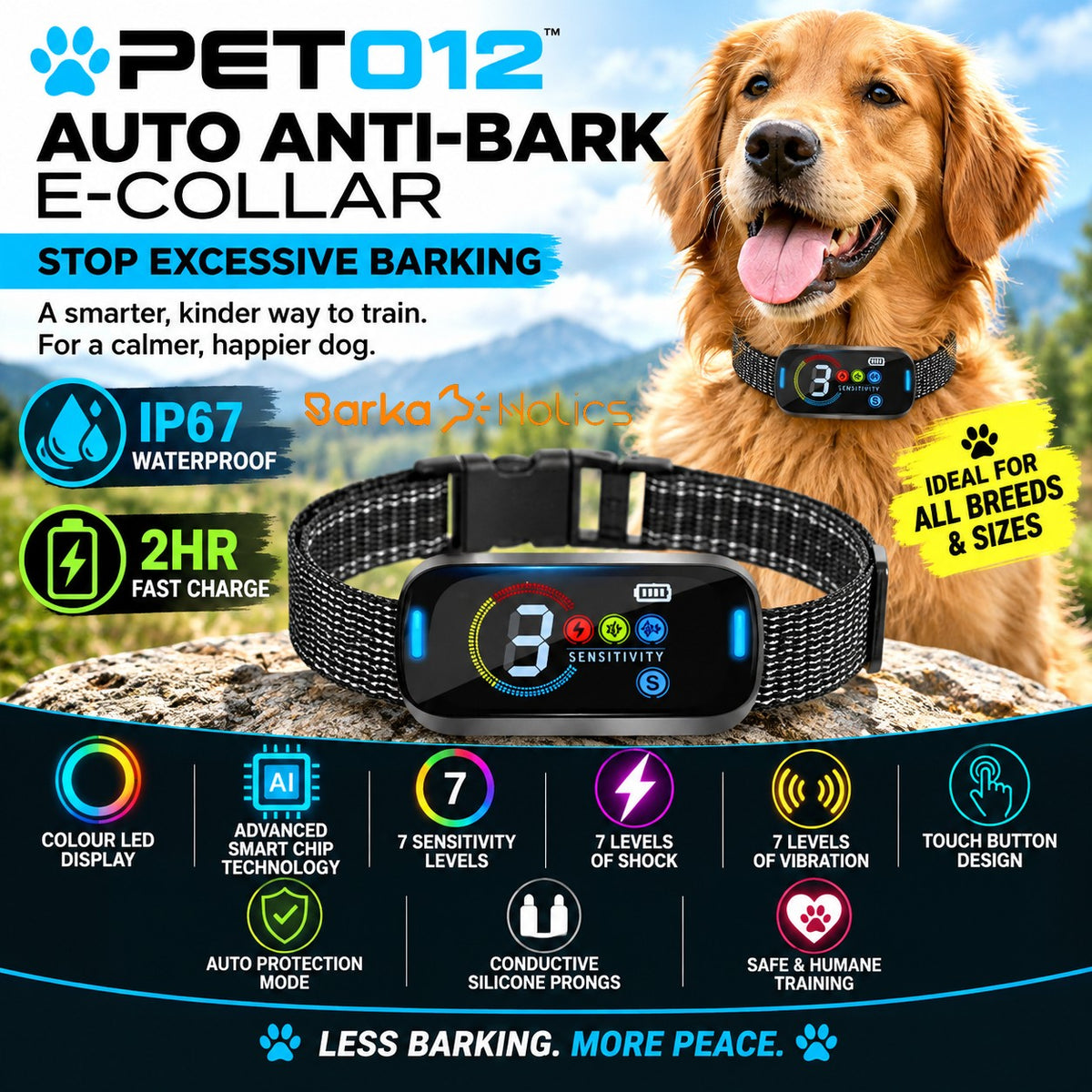 Petrainer PET012 Advanced Auto Anti Bark E-Collar S-M-L Dogs