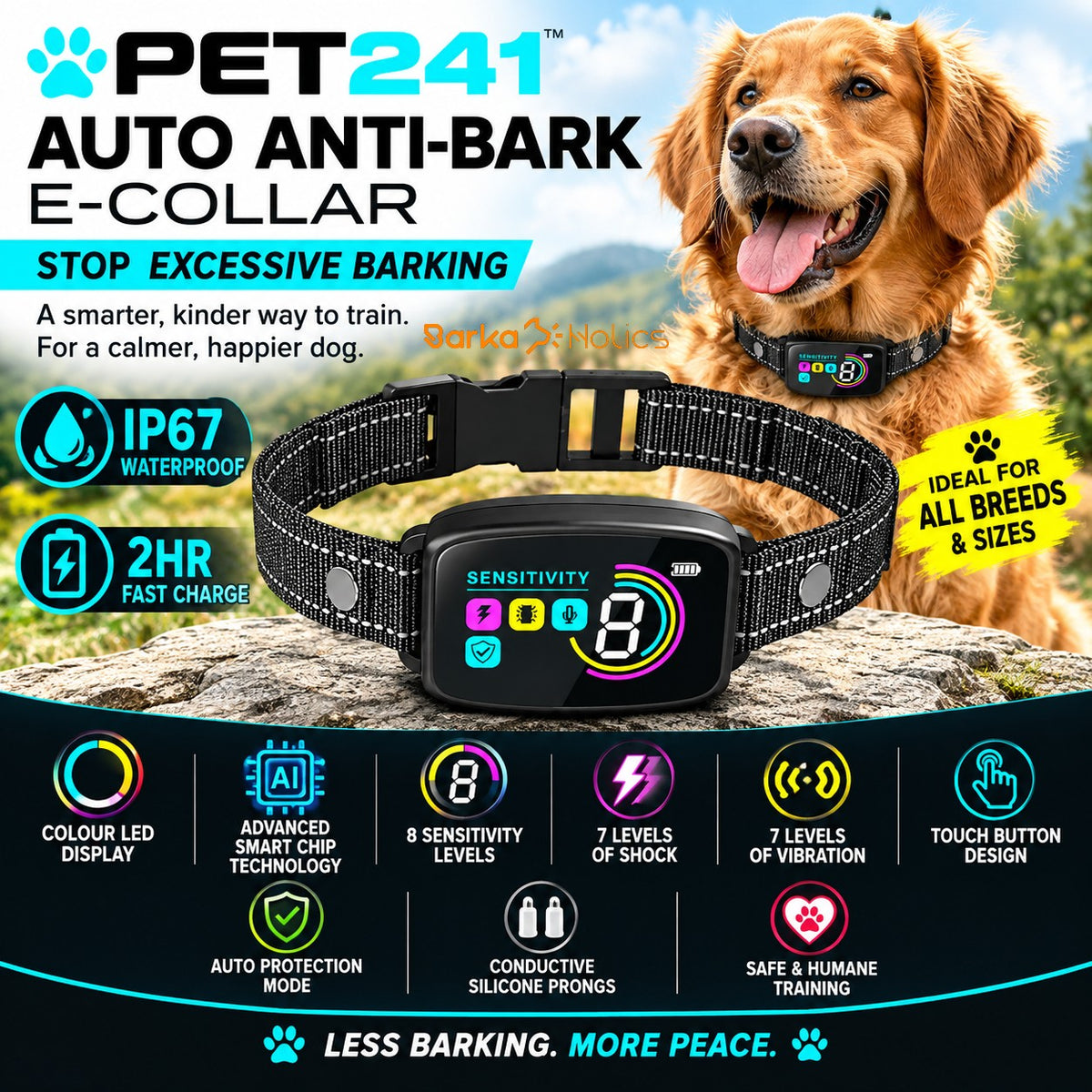 Petrainer PET241 Advanced Auto Anti Bark E-Collar S-M-L Dogs