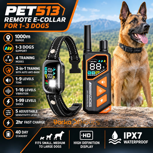 Remote Dog Training E-Collar 1000m PET513 ~ 1-3 Dogs