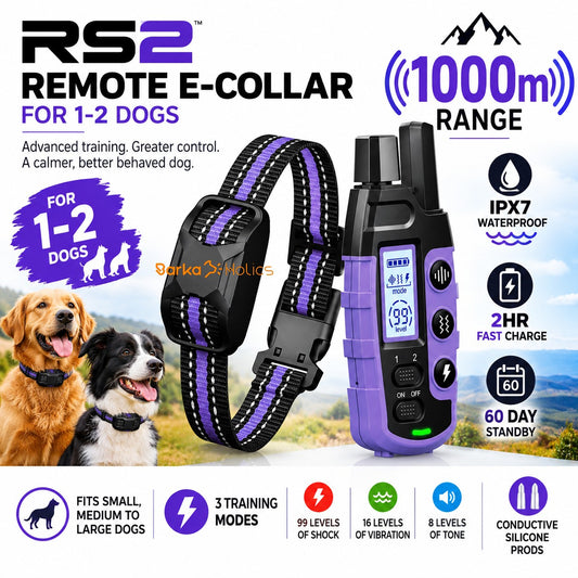 RS2 Remote Dog Training E-Collar 1000m for 1-2 Dogs