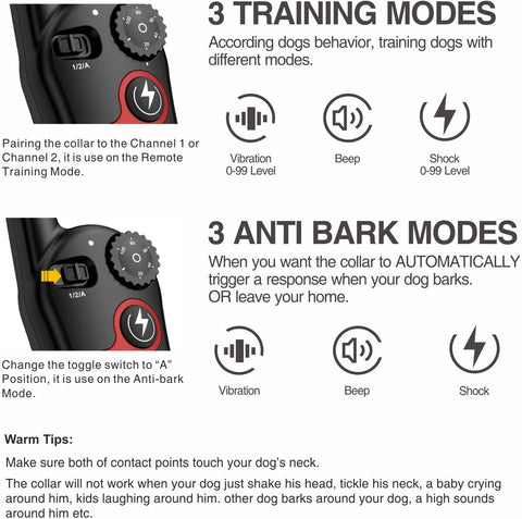 BH400R Rechargeable 2-in-1 Remote Trainer and Bark Control Collar 400m 1-2 Dogs