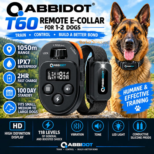 Elite Remote Dog Training E-Collar 1050m 1-2 Dogs T60 Rechargeable & IPX7 Waterproof
